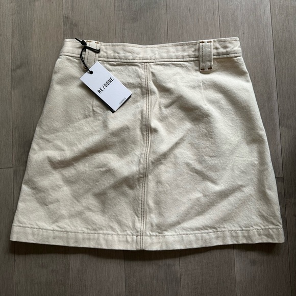 NWT RE/DONE Cream Denim Skirt Size 26 - Picture 5 of 5